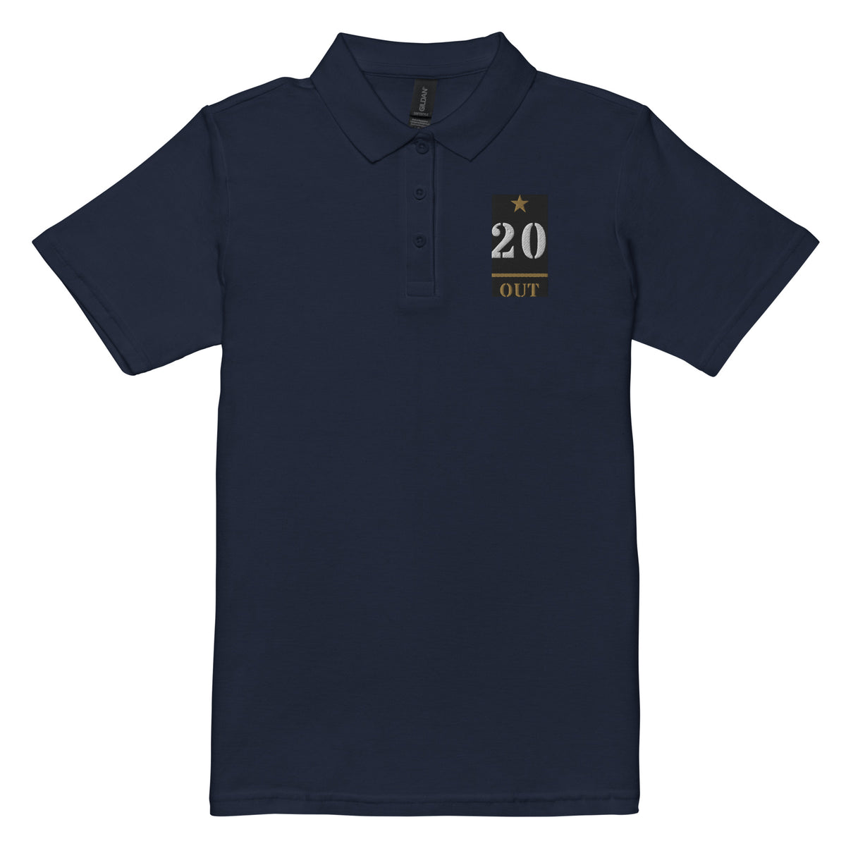 20 Plus & Out Women's Polo, Dark in Navy, front, Twenty & Out