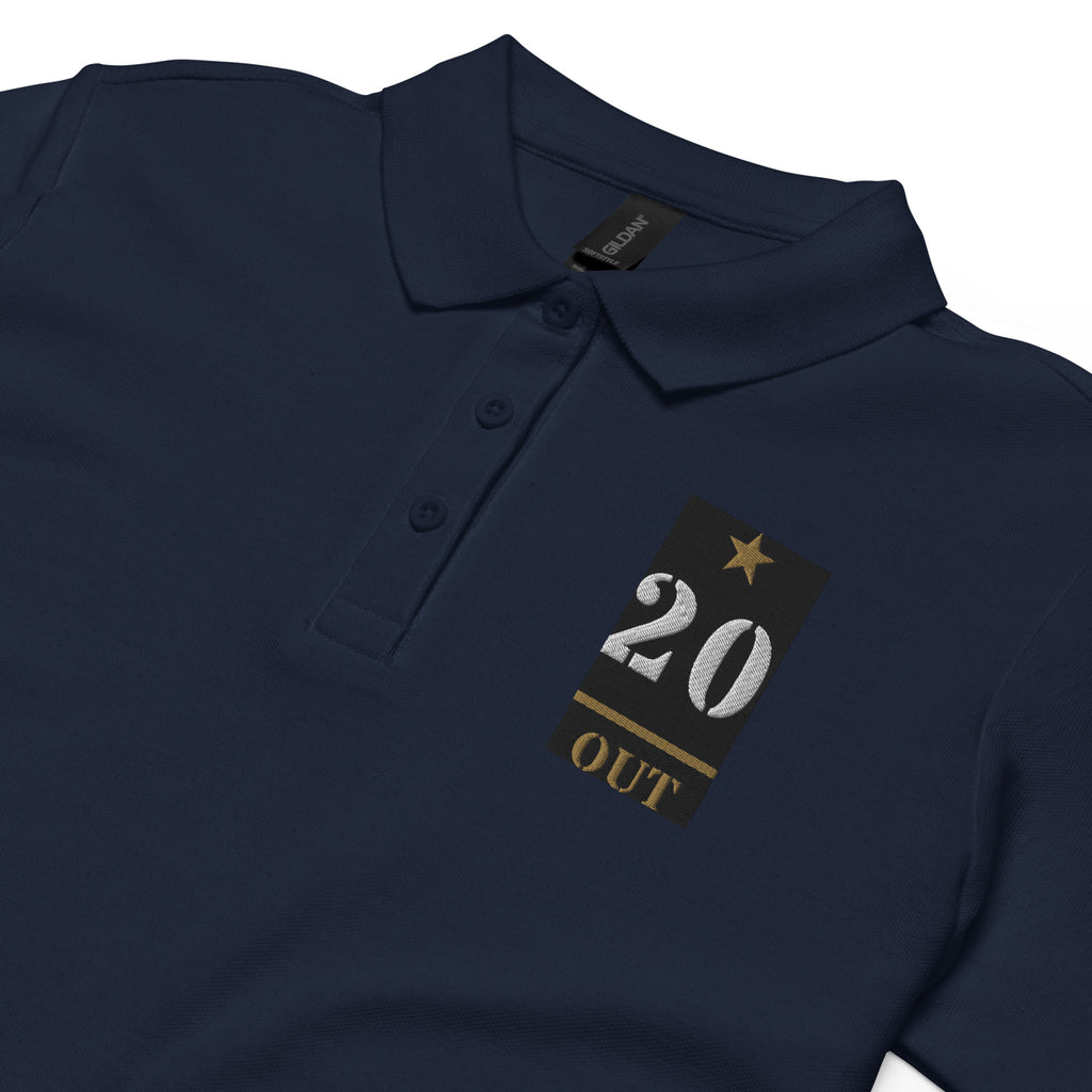 20 Plus & Out Women's Polo, Dark in Navy, detail, Twenty & Out