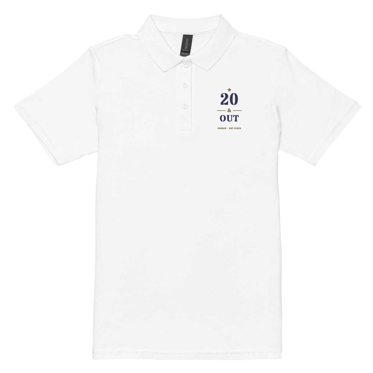 20 Plus & Out Women's Polo, Light in White, front, Twenty & Out